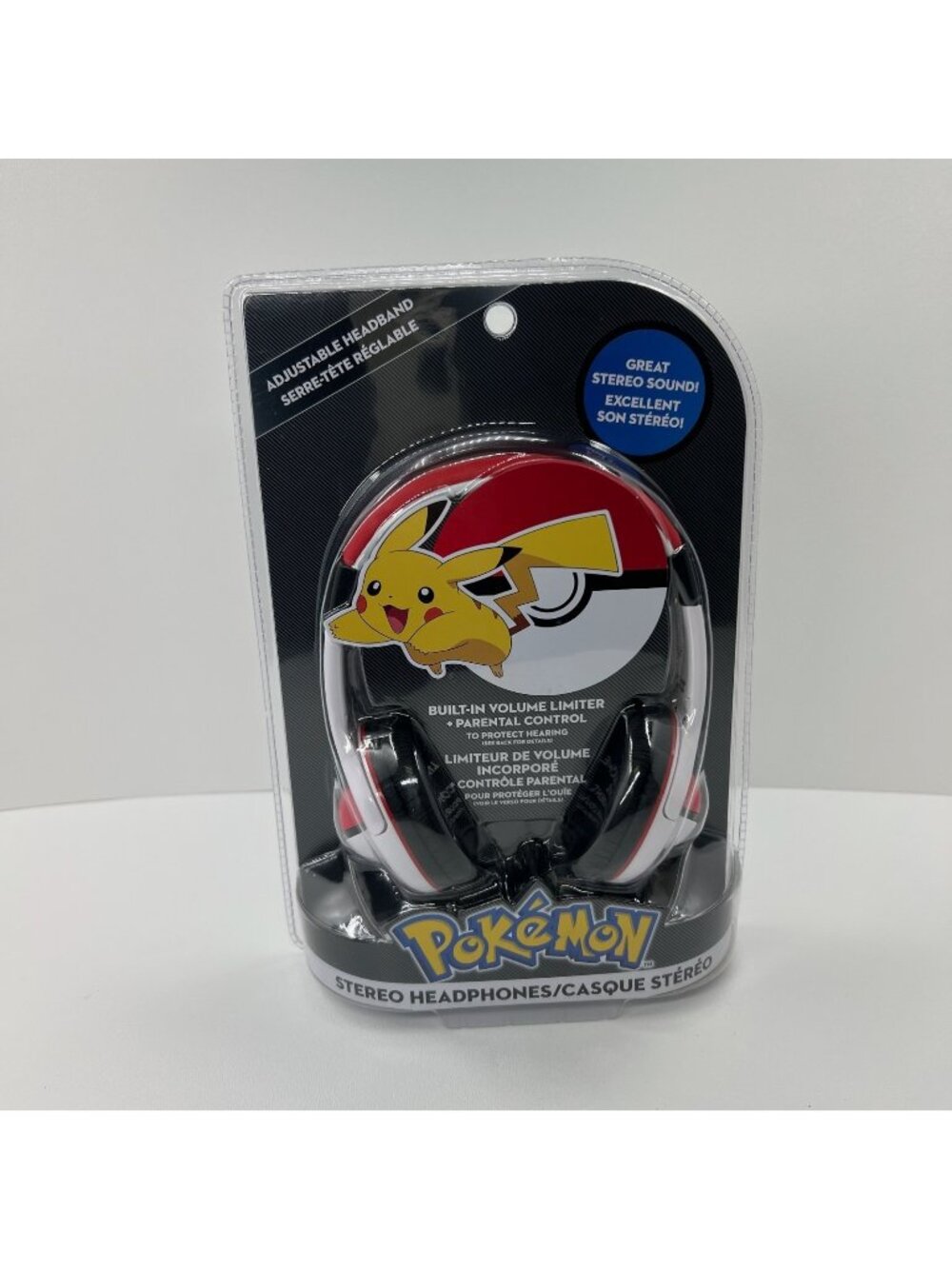 eKids Pokemon Pikachu Wired Over Ear Kids Stereo Headphones Adjustable Red White